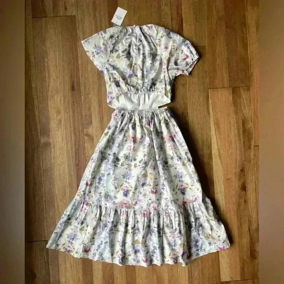 J. Crew Flora Obscura X‎  Side-cutout Dress Women’s Sz 0 NWT Coquette Feminine - Picture 3 of 14